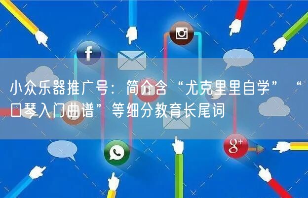 小众乐器推广号：简介含“尤克里里自学”“口琴入门曲谱”等细分教育长尾词