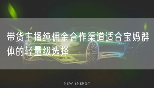 带货主播纯佣金合作渠道适合宝妈群体的轻量级选择