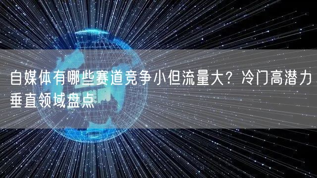 自媒体有哪些赛道竞争小但流量大？冷门高潜力垂直领域盘点
