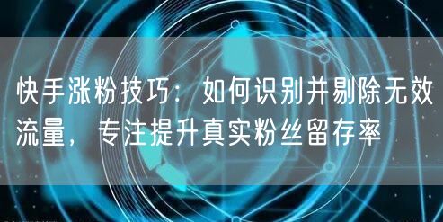 快手涨粉技巧：如何识别并剔除无效流量，专注提升真实粉丝留存率
