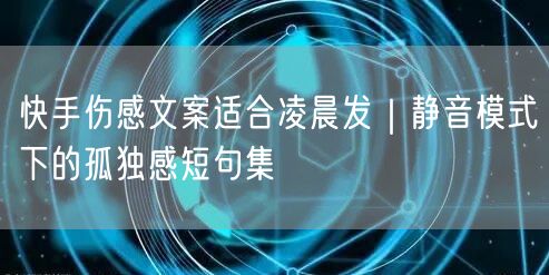 快手伤感文案适合凌晨发｜静音模式下的孤独感短句集
