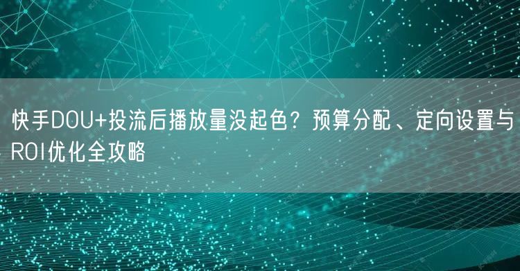 快手DOU+投流后播放量没起色？预算分配、定向设置与ROI优化全攻略