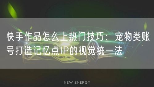 快手作品怎么上热门技巧：宠物类账号打造记忆点IP的视觉统一法