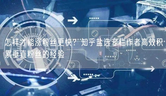 怎样才能涨粉丝更快？知乎盐选专栏作者高效积累垂直粉丝的经验