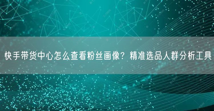 快手带货中心怎么查看粉丝画像？精准选品人群分析工具