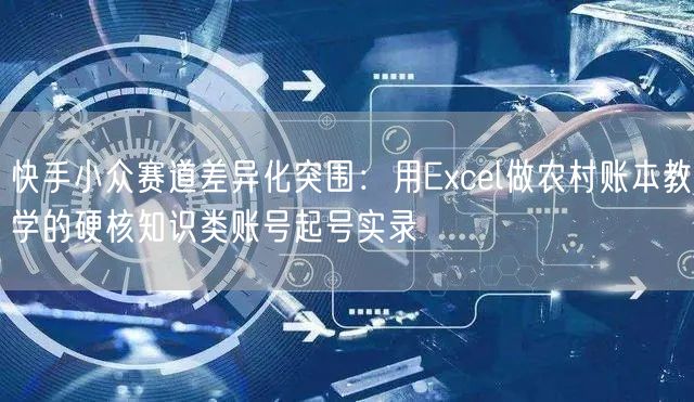 快手小众赛道差异化突围：用Excel做农村账本教学的硬核知识类账号起号实录